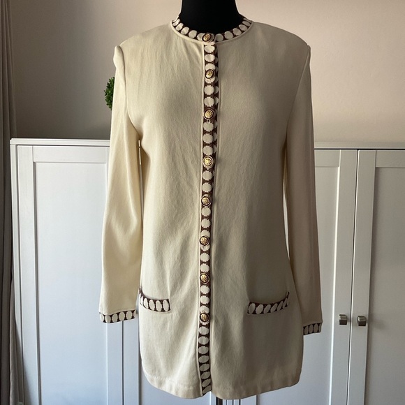 St. John Collection by Marie Gray Knit Cardigan Cream Size 10 - Picture 2 of 16